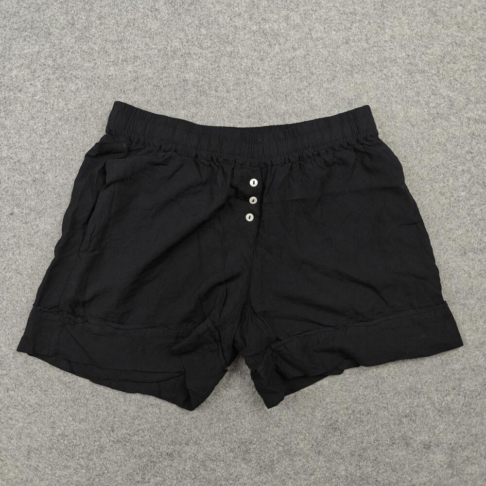 Anthropologie Shorts Womens XS Black Sweat Lounge Elastic Waist Pockets Buttons